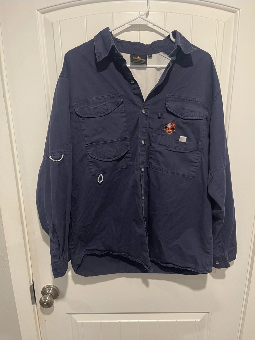 Cajun FR Flame Resistant Fishing Utility Shirt Navy Blue Medium